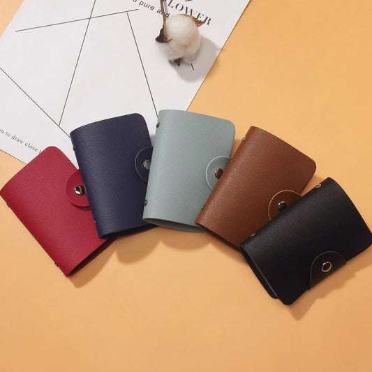 Card Holder Bag Simple Solid Color Pocket Case Women Men Credit ID Card Organizer Leather Cardholder Wallet 2022